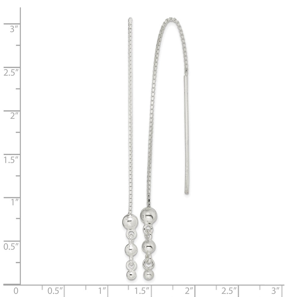 Sterling Silver Polished Triple Graduated Ball Threader Earrings