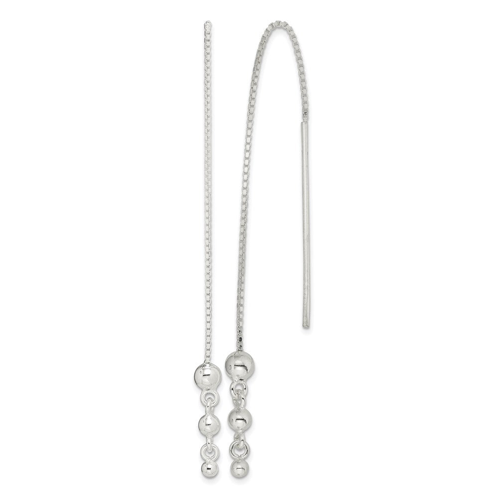 Sterling Silver Polished Triple Graduated Ball Threader Earrings
