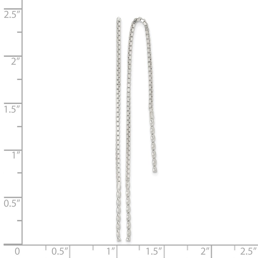Sterling Silver Polished Twisted Spiral Bar Threader Earrings