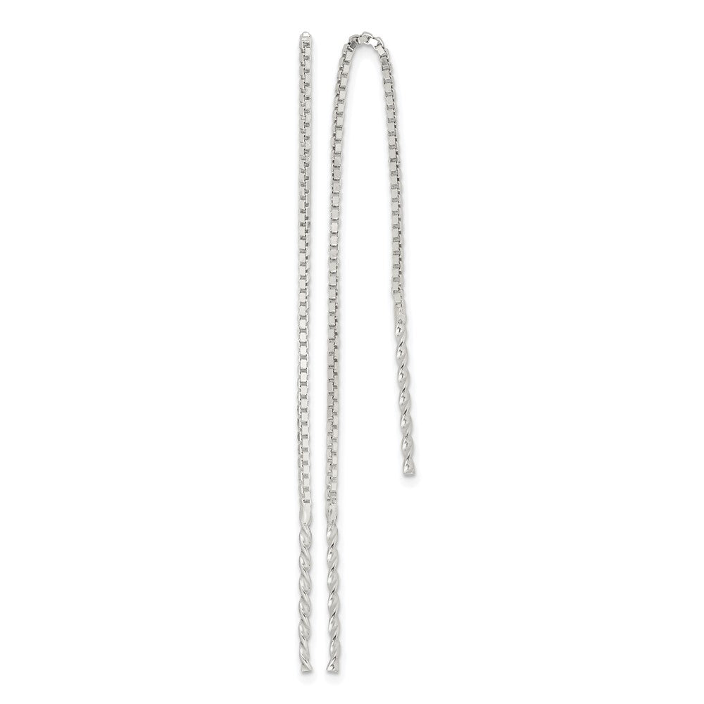 Sterling Silver Polished Twisted Spiral Bar Threader Earrings