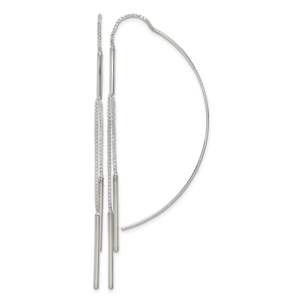 Sterling Silver Polished Multi-Strand Bar Threader Earrings
