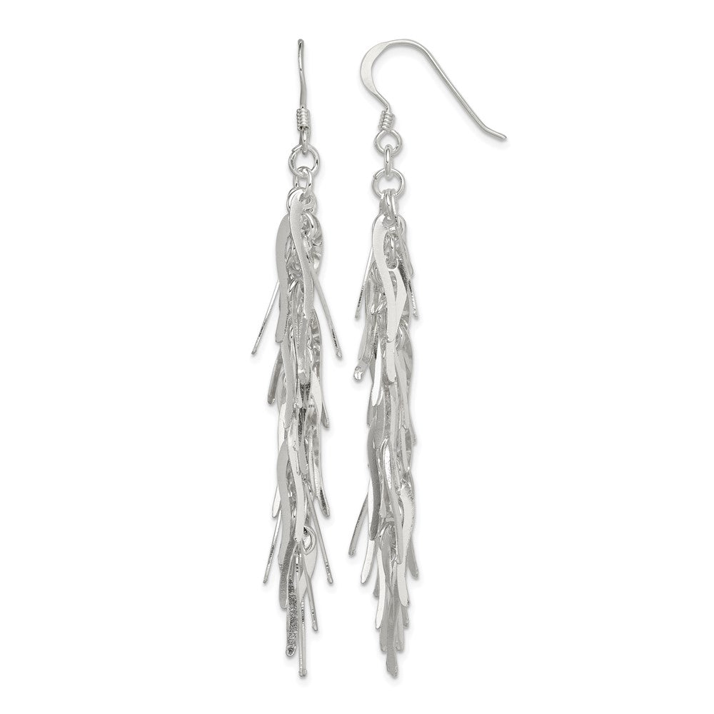 Sterling Silver Polished Fancy Drop Squiggle Dangle Earrings