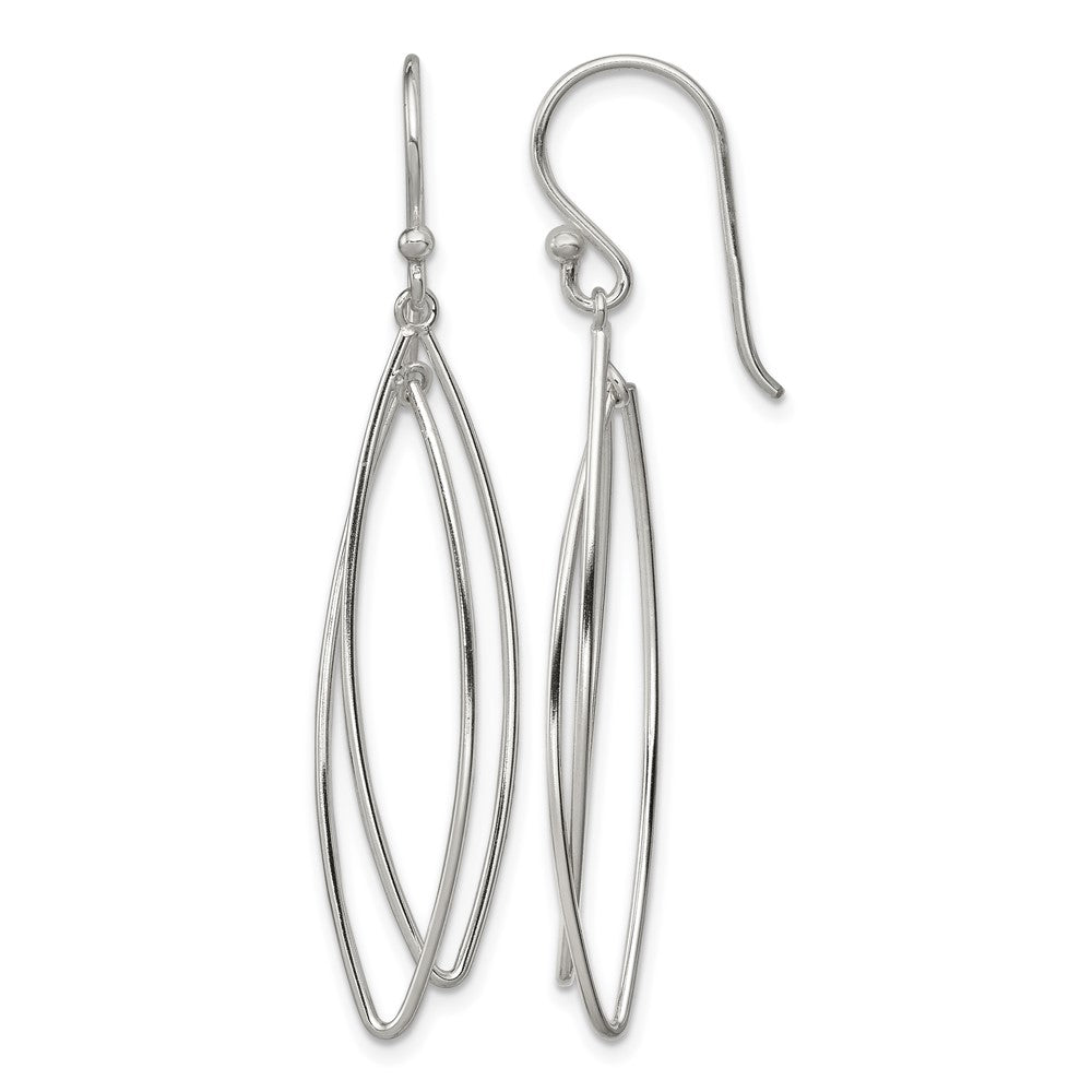 Sterling Silver Polished Double Marquise Shape Dangle Earrings