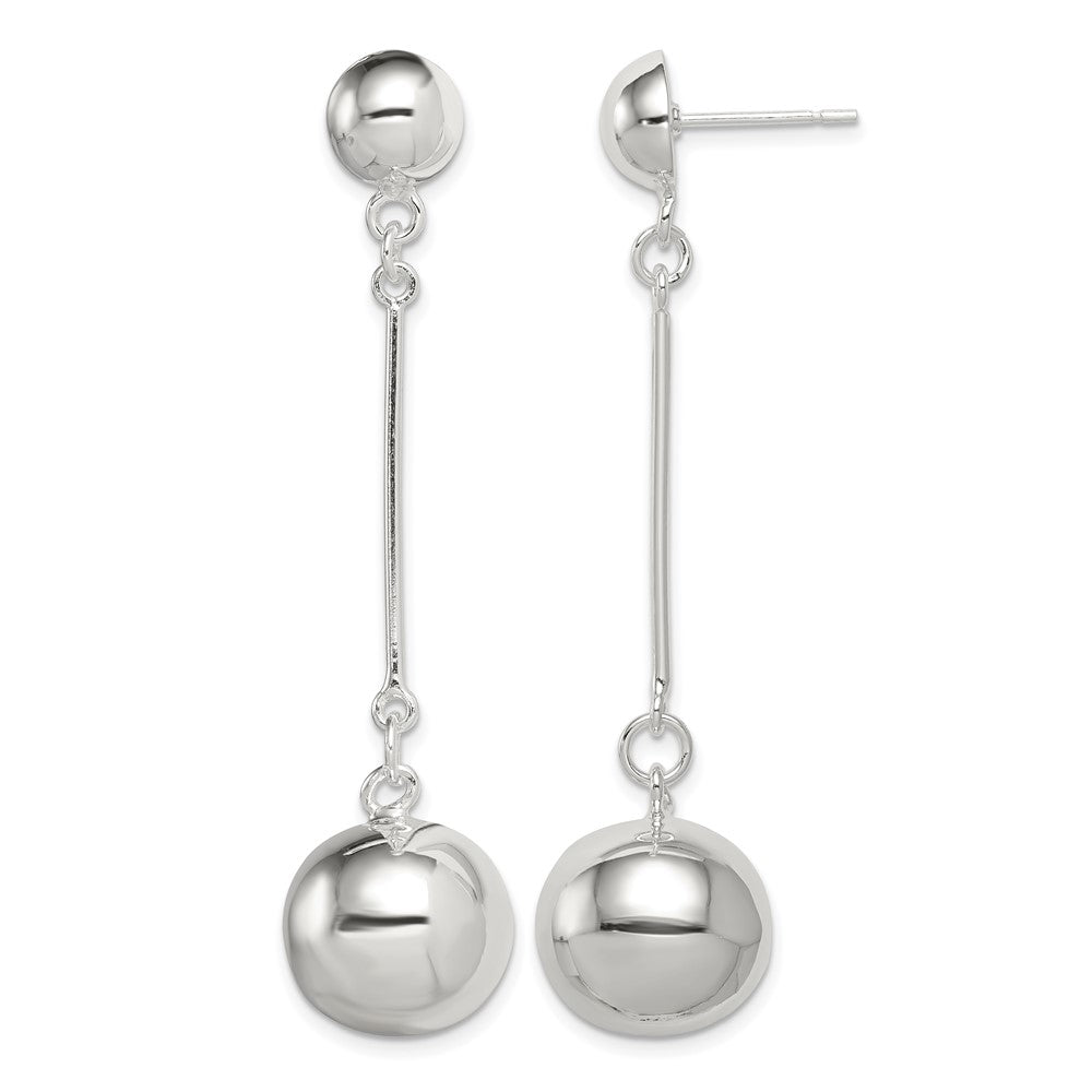 Sterling Silver Polished 14mm Ball Post Dangle Earrings