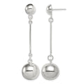 Sterling Silver Polished 14mm Ball Post Dangle Earrings