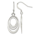 Sterling Silver Polished Triple Oval Dangle Earrings