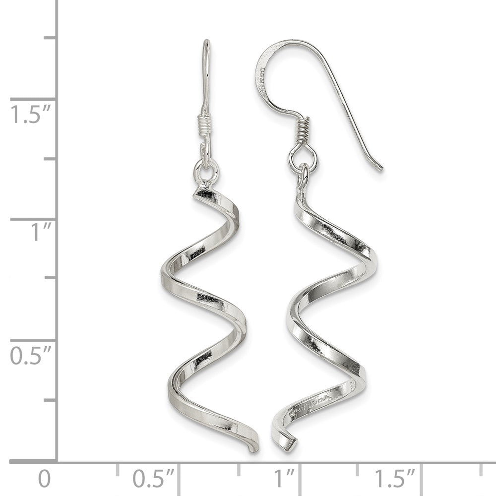 Sterling Silver Polished Fancy Twisted Spiral Dangle Earrings