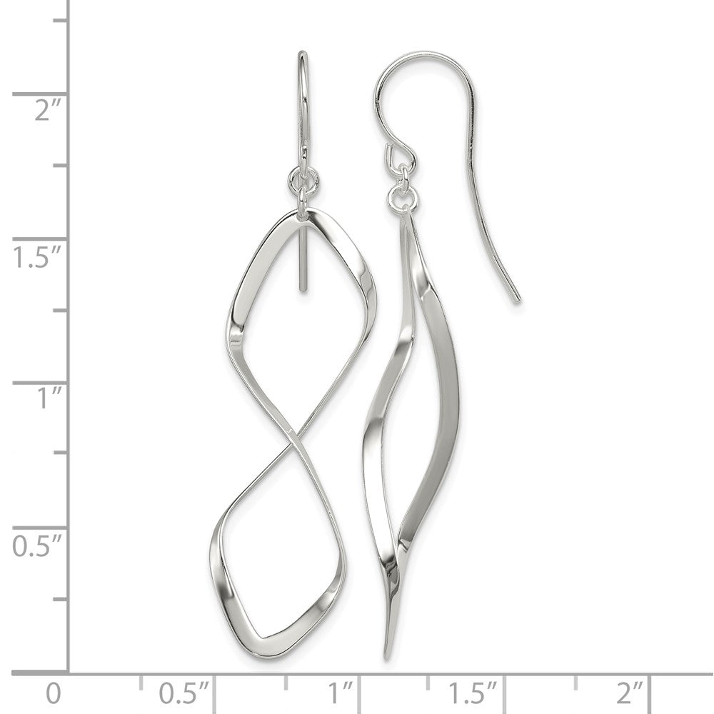 Sterling Silver Rhodium-plated Polished Twisted Dangle Earrings