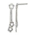 Sterling Silver Flower Dangle Earrings