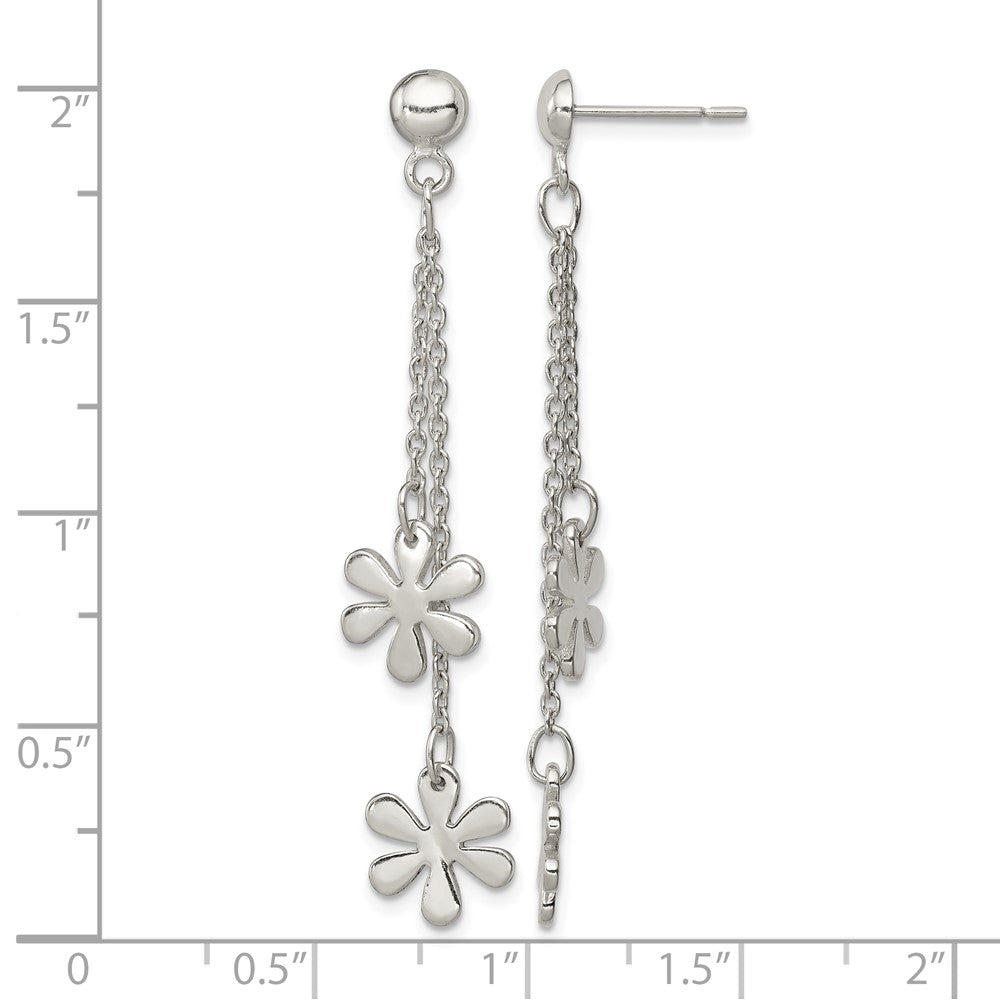 Sterling Silver Flower Dangle Post Earring