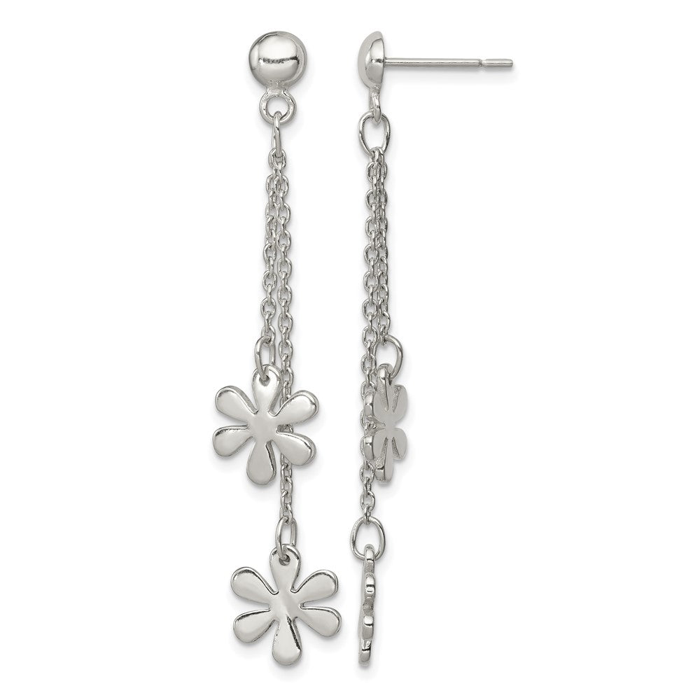 Sterling Silver Flower Dangle Post Earring