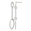 Sterling Silver Polished Marquise Shapes & Chain Post Dangle Earrings