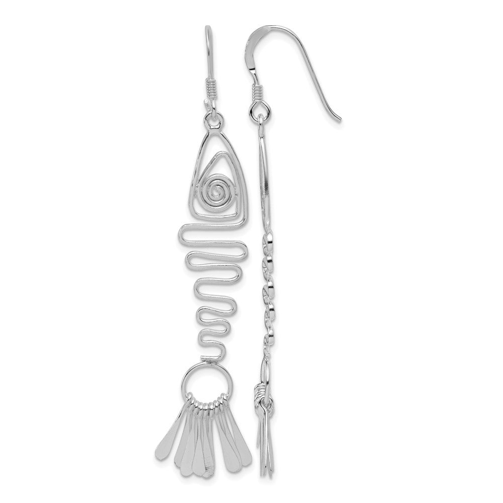 Sterling Silver Polished Fancy Geometric Fish Earrings