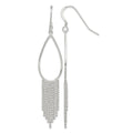 Sterling Silver Polished Teardrop & Beaded Chain Dangle Earrings