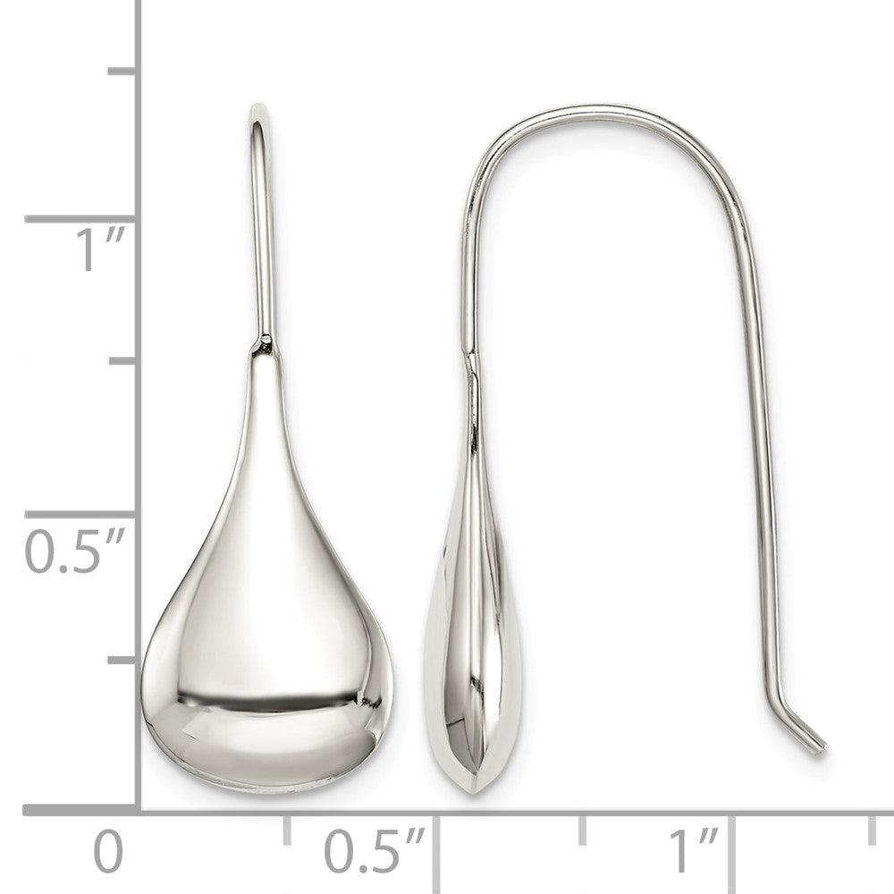 Sterling Silver Tear Drop Shaped Drop Wire Earrings