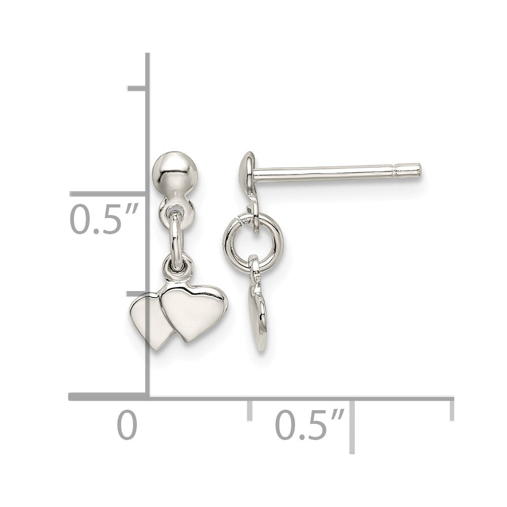 Sterling Silver Dangling Hearts Earrings