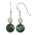 Sterling Silver Antiqued Moss Agate & Green Quartz Dangle Earrings