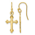 Sterling Silver Gold-tone Polished Budded Cross Dangle Earrings