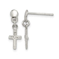 Sterling Silver Polished & Grooved Latin Cross Post Dangle Earrings