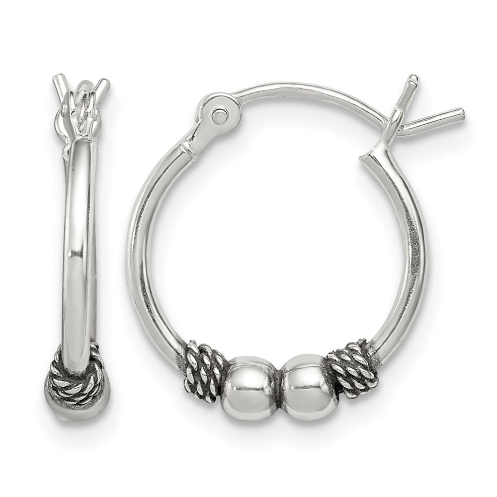 Sterling Silver Antique Fancy Hoop Earrings