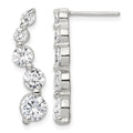 Sterling Silver Rhodium-plated Polished CZ Journey Post Earrings