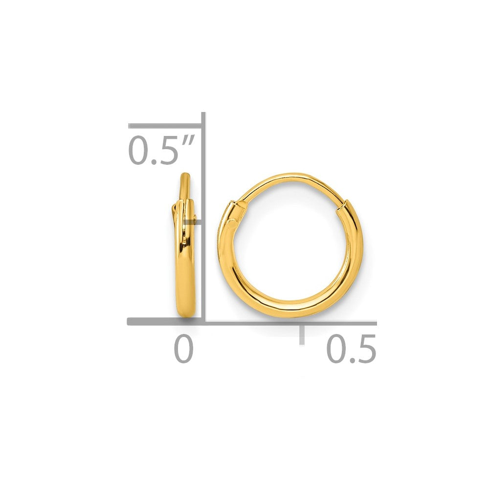 Sterling Silver Gold-tone 1.3mm Polished Endless Hoop Earrings