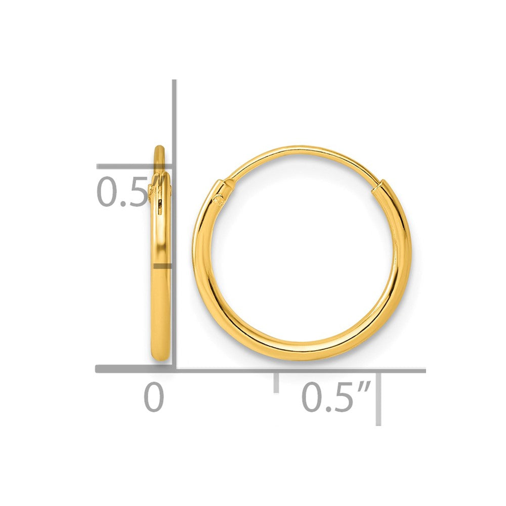 Sterling Silver Gold-tone 1.3mm Polished Endless Hoop Earrings