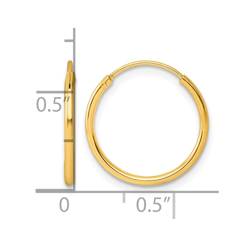 Sterling Silver Gold-tone 1.3mm Polished Endless Hoop Earrings