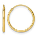 Sterling Silver Gold-tone 1.3mm Polished Endless Hoop Earrings
