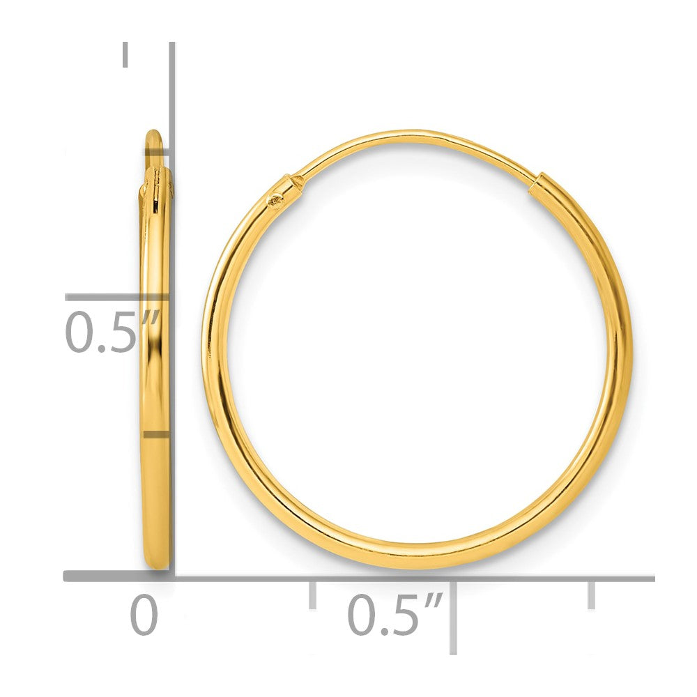 Sterling Silver Gold-tone 1.3mm Polished Endless Hoop Earrings