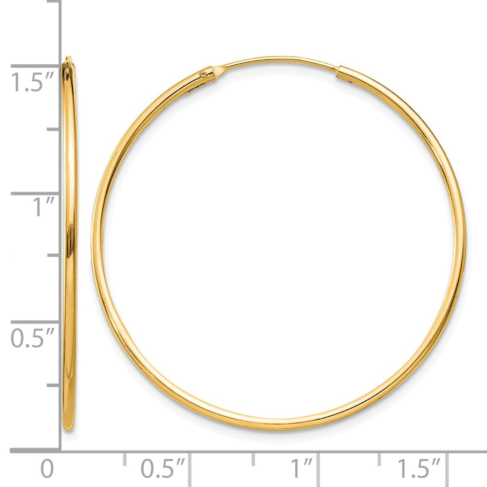 Sterling Silver Flash Gold-plated 1.3mm Endless Hoop Earrings