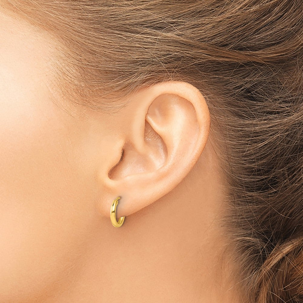 Sterling Silver Flash Gold-tone 2mm Endless Hoop Earrings