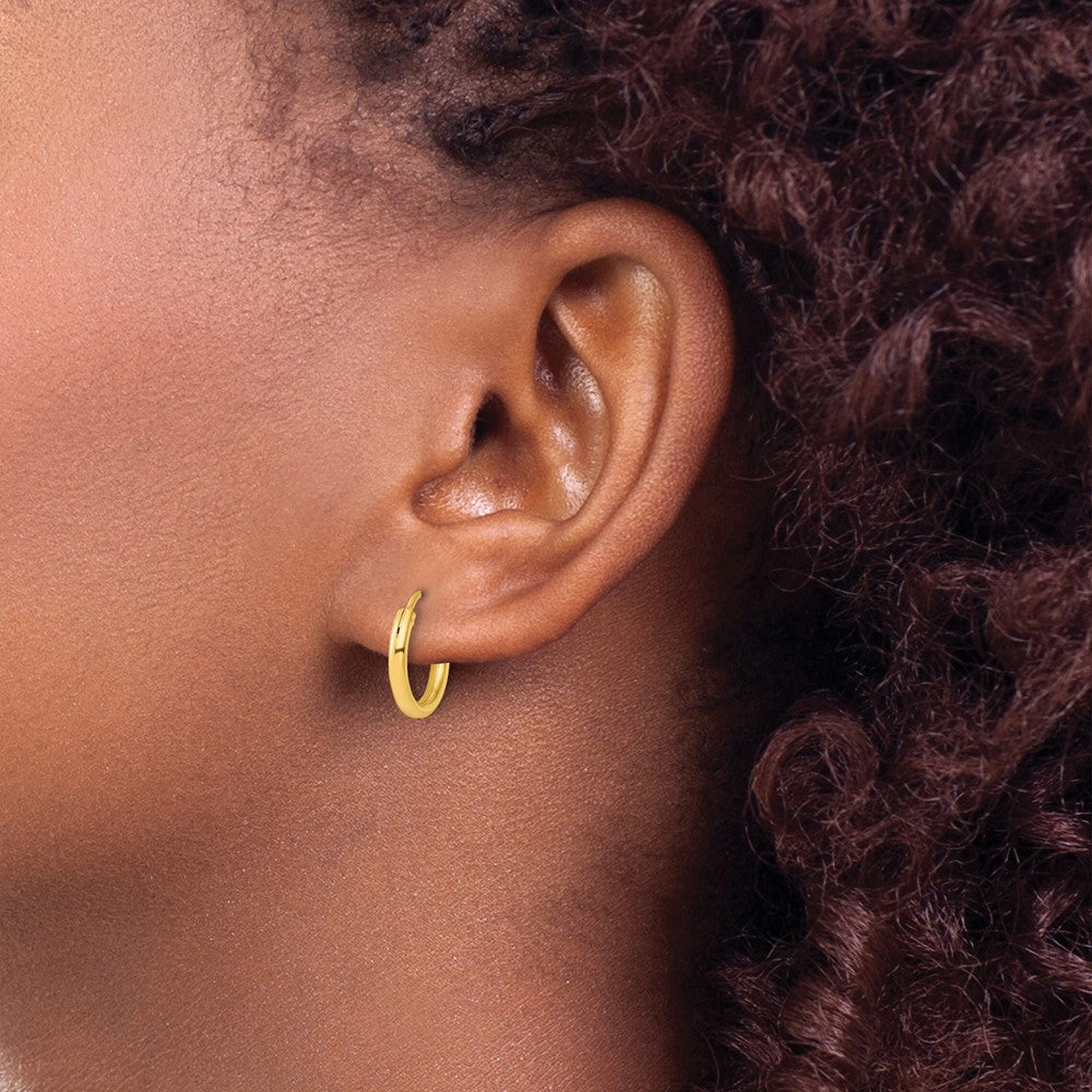 Sterling Silver Flash Gold-tone 2mm Endless Hoop Earrings