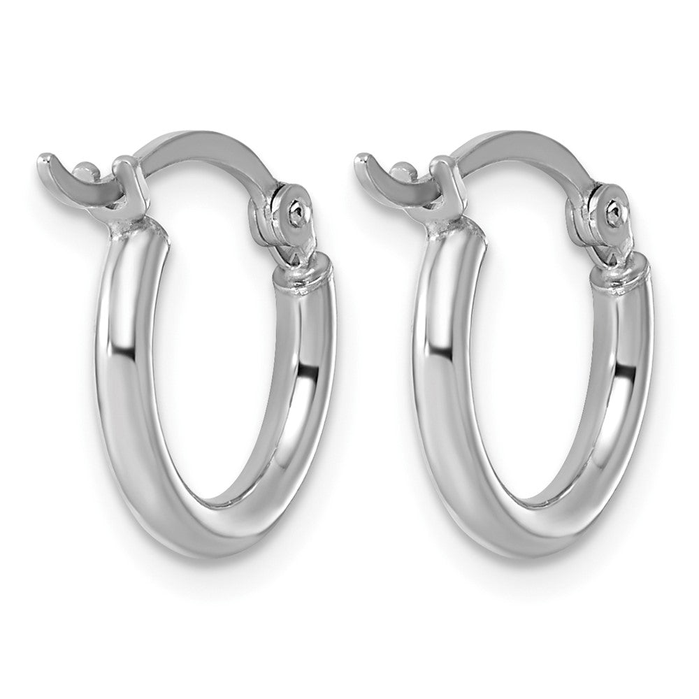 Sterling Silver Rhodium-plated 2mm Round Hoop Earrings