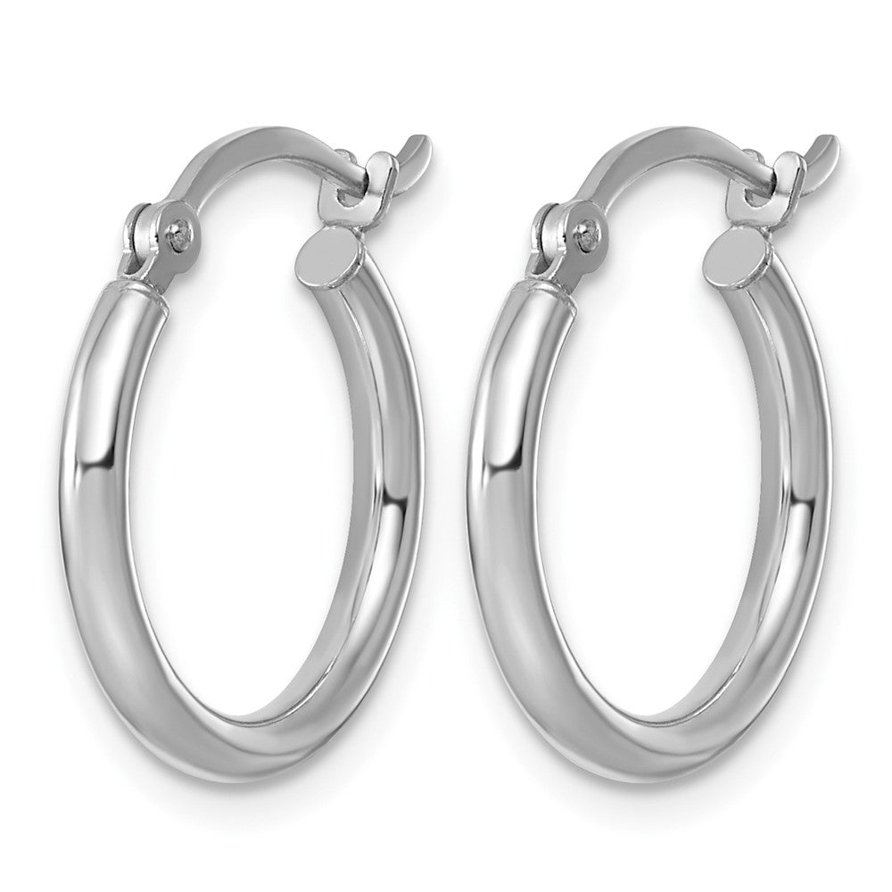 Sterling Silver Rhodium-plated 2mm Round Hoop Earrings