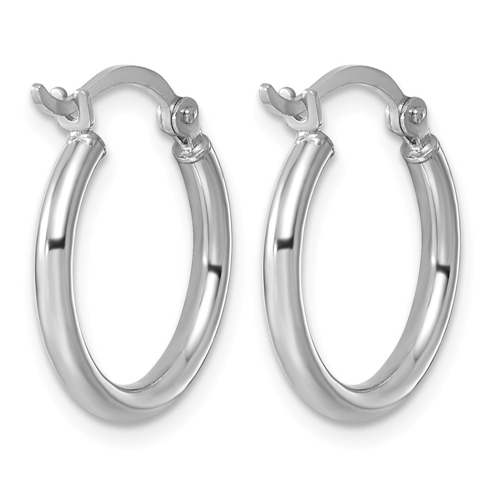 Sterling Silver Rhodium-plated 2mm Round Hoop Earrings