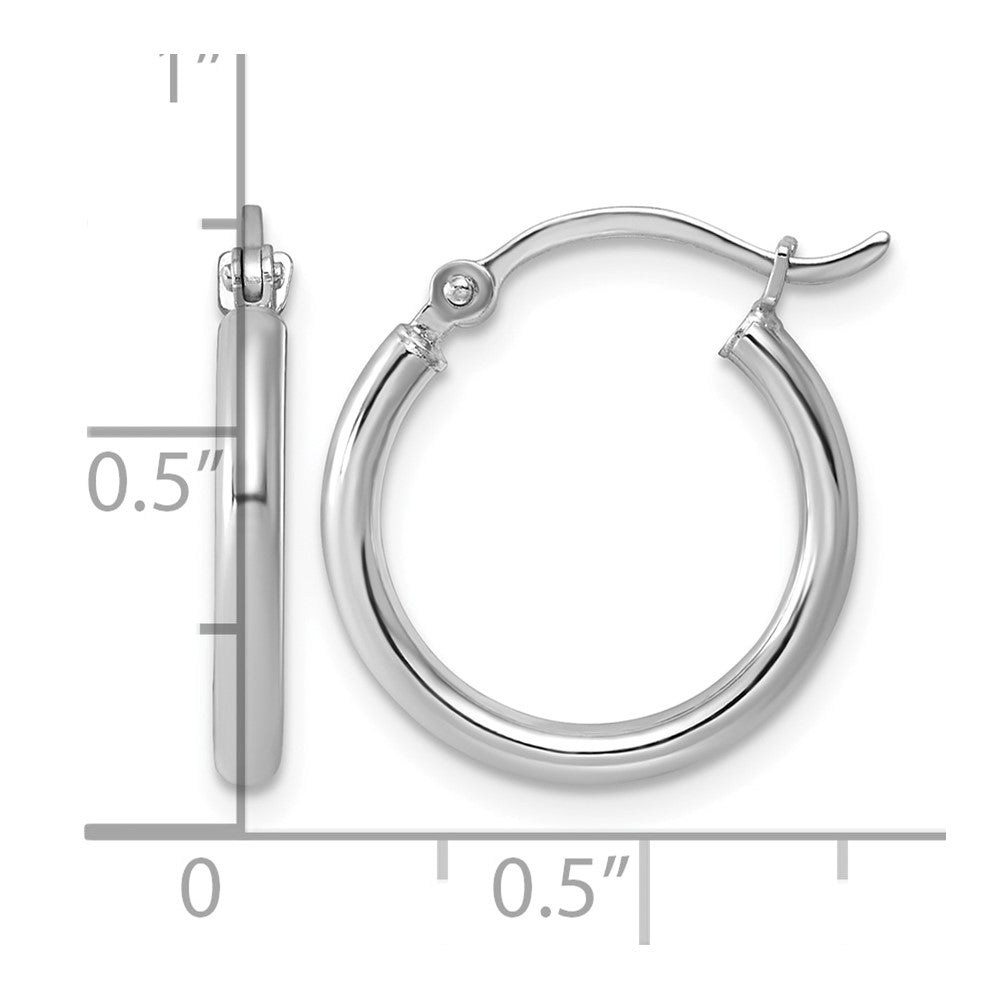 Sterling Silver Rhodium-plated 2mm Round Hoop Earrings