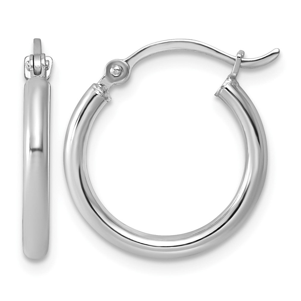 Sterling Silver Rhodium-plated 2mm Round Hoop Earrings