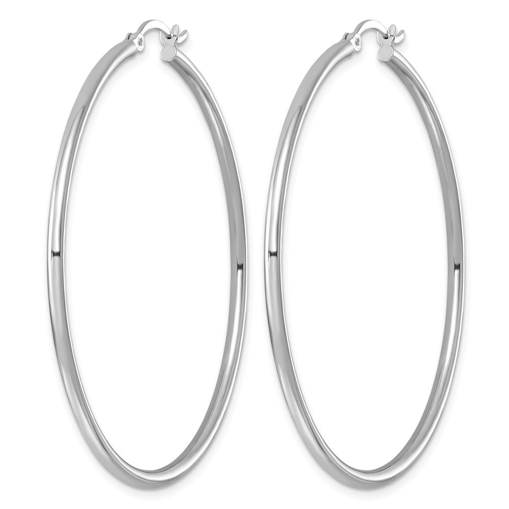 Sterling Silver Rhodium-plated 2mm Round Hoop Earrings