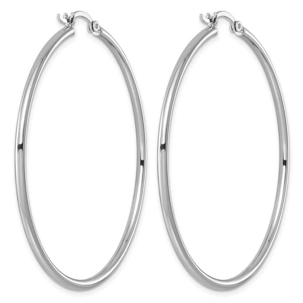 Sterling Silver Rhodium-plated 2mm Round Hoop Earrings