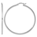 Sterling Silver Rhodium-plated 2mm Round Hoop Earrings