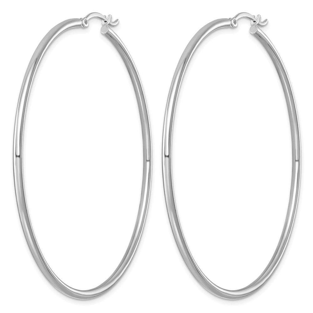 Sterling Silver Rhodium-plated 2mm Round Hoop Earrings