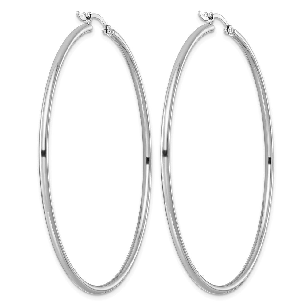 Sterling Silver Rhodium-plated 2mm Round Hoop Earrings