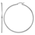 Sterling Silver Rhodium-plated 2mm Round Hoop Earrings