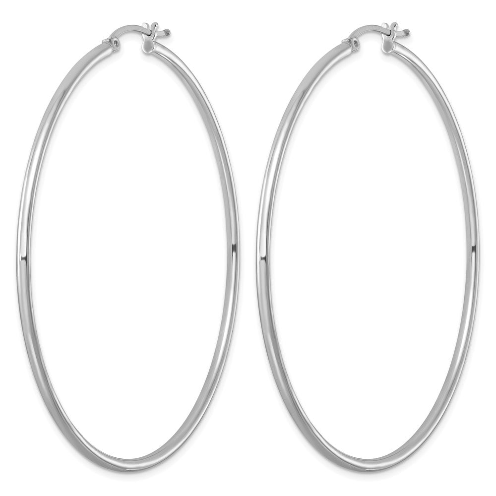 Sterling Silver Rhodium-plated 2mm Round Hoop Earrings