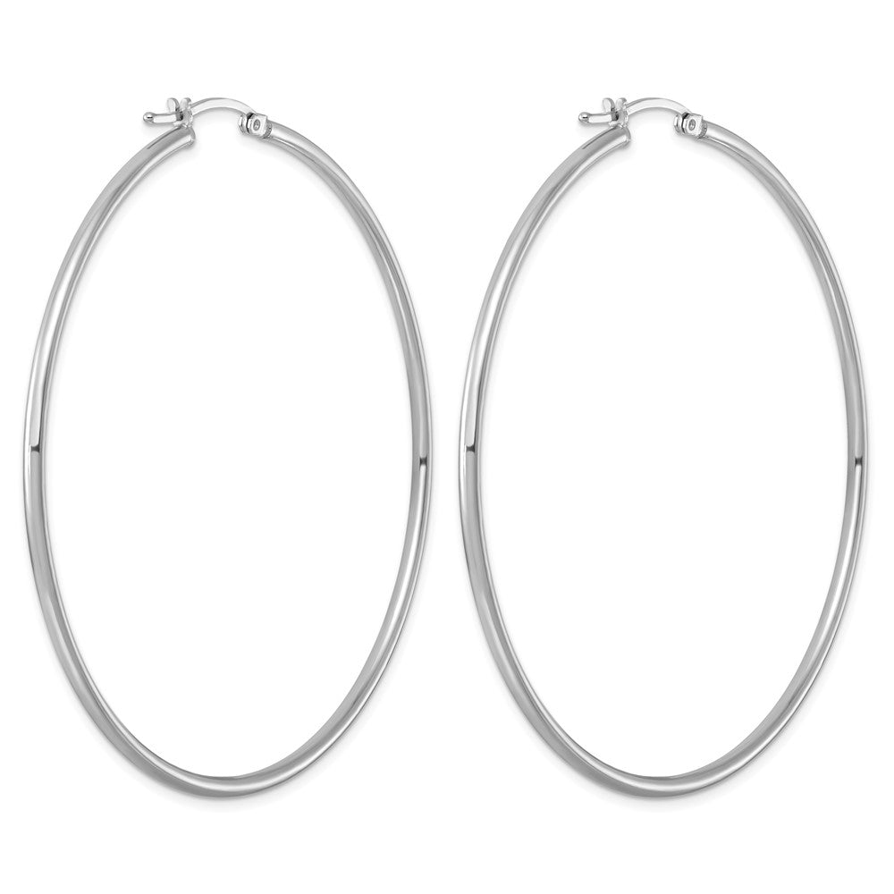 Sterling Silver Rhodium-plated 2mm Round Hoop Earrings