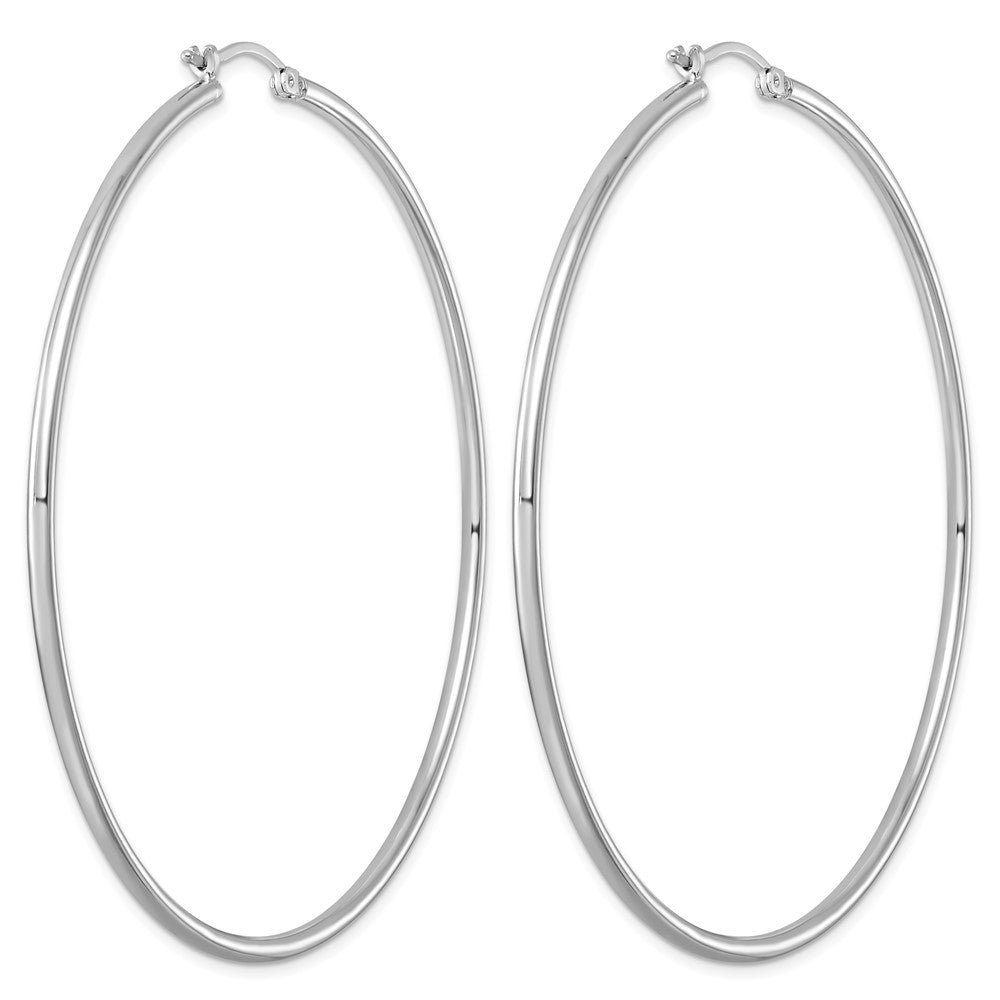 Sterling Silver Rhodium-plated 2mm Round Hoop Earrings