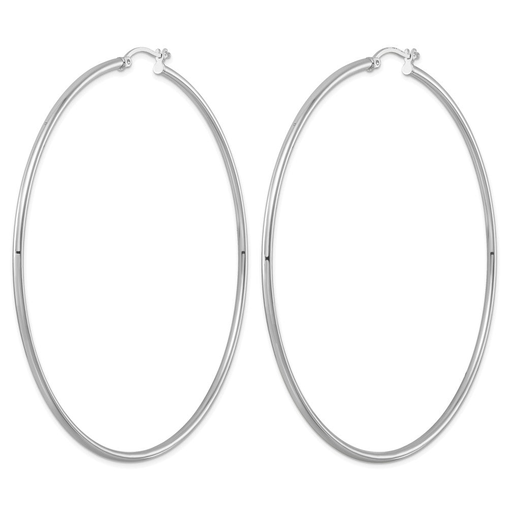 Sterling Silver Rhodium-plated 2mm Round Hoop Earrings