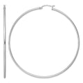 Sterling Silver Rhodium-plated 2mm Round Hoop Earrings