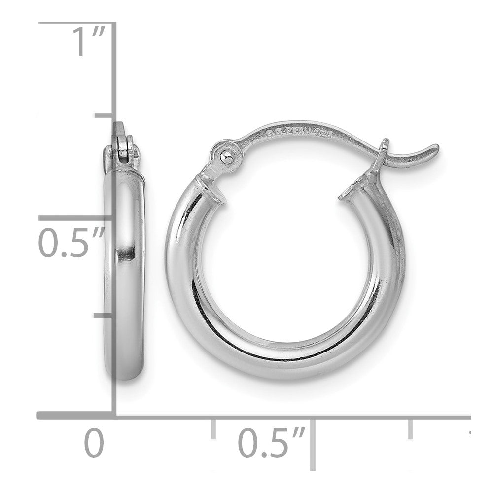 Sterling Silver Rhodium-plated 2.5mm Round Hoop Earrings